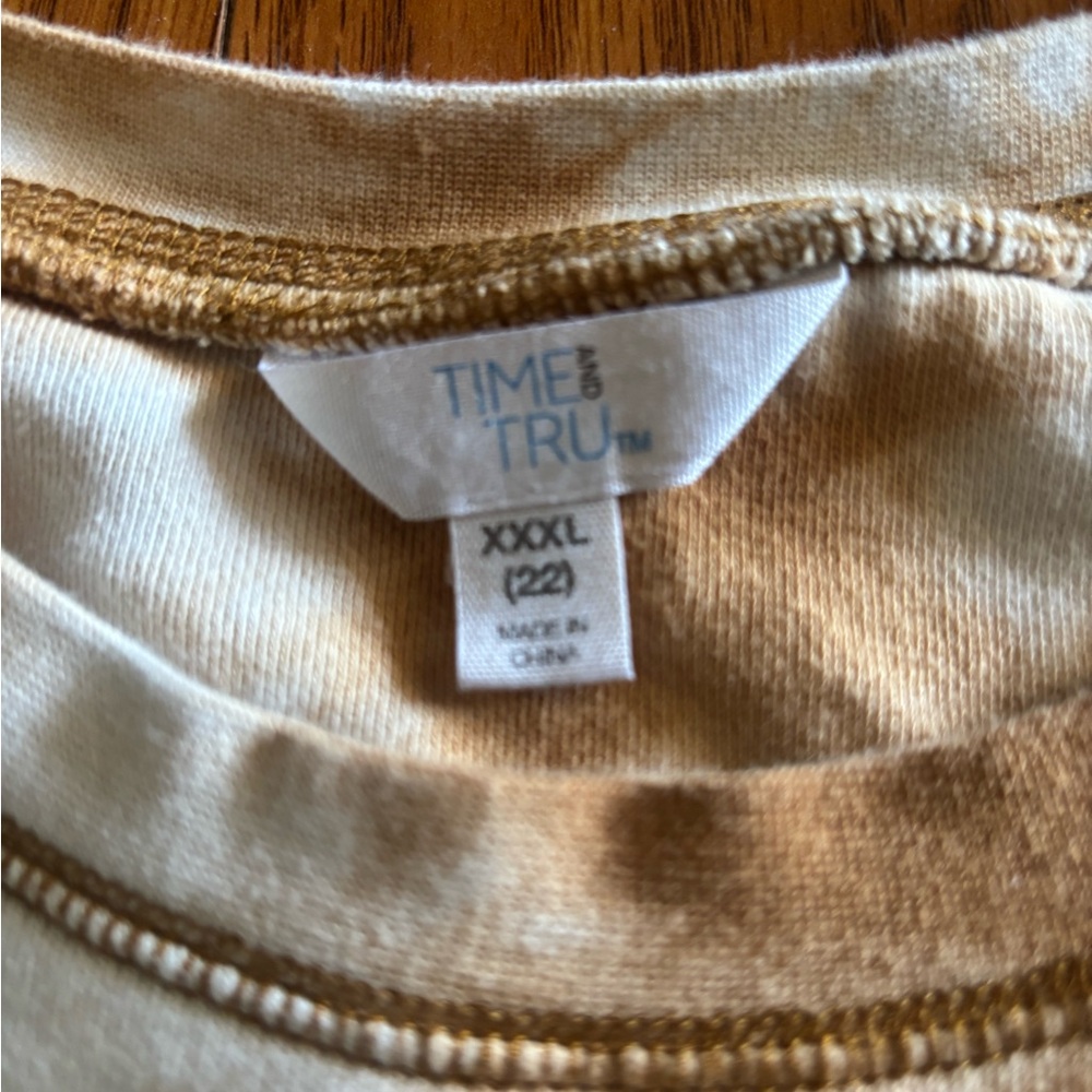 TIE-DYE SWEATSHIRT * BROWN-RUST & OFF-WHITE * 100% COTTON * COZY CREWNECK sz XXL - Picture 4 of 7